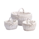 Cumpara ieftin Set 3 cosuri depozitare lemn salcie textil 25,5 x 20 x 22 cm, 46 x 33 x 34 cm
