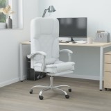 vidaXL Fotoliu de birou rabatabil cu masaj, alb, piele ecologică 349692