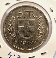 Elvetia 5 Francs 1970 moneda nichel km # 40a Herdsman