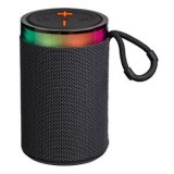 Boxa portabila Bluetooth cu LED si Radio FM, 5W, Design cilindric, Negru, CMCLASS
