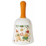Clopotel Craciun Turta Dulce ceramica multicolora in cutie cadou &Oslash; 7 cm x 13,5 H
