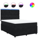 Cumpara ieftin Pat box spring cu saltea, negru, 140x200 cm, catifea