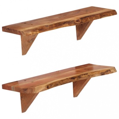 vidaXL Rafturi de perete, 2 buc., 60x20x18 cm, lemn masiv de acacia 247927 foto