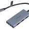 Hub USB HDMI cu sloturi pentru carduri microSD și SD, USB A x3, USB C gri