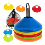 Set 50 Jaloane Tip Con, Pentru Antrenamente Sportive, PVC Flexibil Multicolor, Cu Suport Si Husa Transport