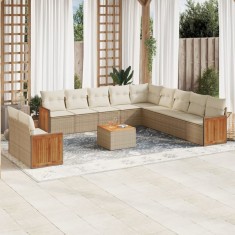 vidaXL Set canapele de grădină cu perne, 12 piese, bej, poliratan 3227815