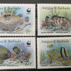 PC244 - Antigua & Barbuda 1987 Fauna marina WWF/ Pesti, serie MNH, 4v