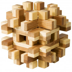 Joc logic IQ din lemn bambus Magic blocks puzzle 3d foto