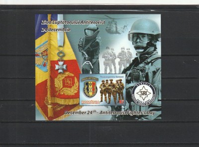 ROMANIA 2012 LP 1963 ZIUA LUPTATORULUI ANTITERORIST BLOC MNH NESTAMPILAT foto