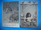HOPCT 1820 COPII--ROMANTICA-FRANTA-LOT 2 CARTI POSTALE VECHI-CIRCULATE