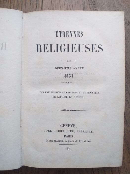 ETRENNES RELIGIEUSES 1851