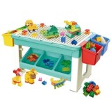Set 69 piese de constructie cu masuta si 4 cutii de depozitare,plastic,2-4 ani, 68x36x31 cm, Oem