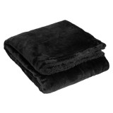 Patura neagra, moale, catifelata, cu doua fete, imitatie blana, 160 x 130 cm, ConceptSeller