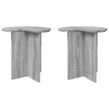 vidaXL Masă laterală 2 pcs Sonoma gri &Oslash; 39 x 38 cm Lemn prelucrat 8001092