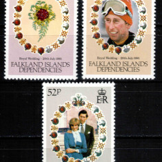 Falkland Dep 1981, Mi #99-101**, Nunta Charles si Diana, MNH! Cota 2 €!