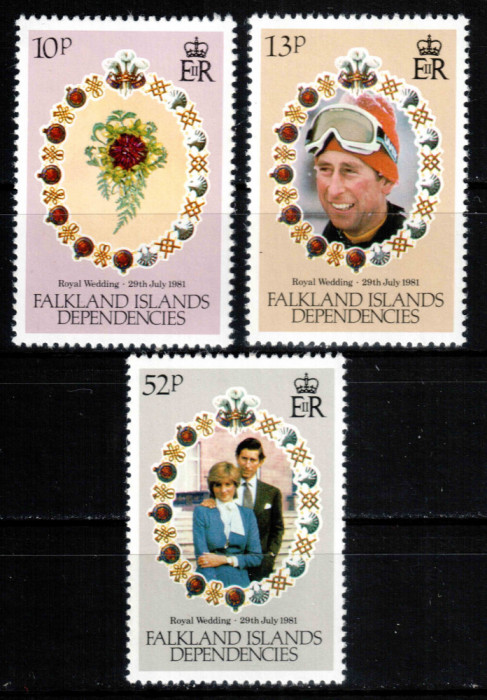 Falkland Dep 1981, Mi #99-101**, Nunta Charles si Diana, MNH! Cota 2 &euro;!