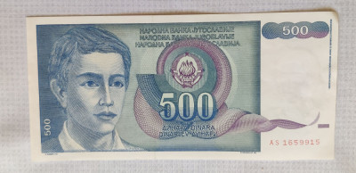 Iugoslavia - 500 Dinari / Dinara (1990) sAS165 foto