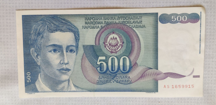 Iugoslavia - 500 Dinari / Dinara (1990) sAS165