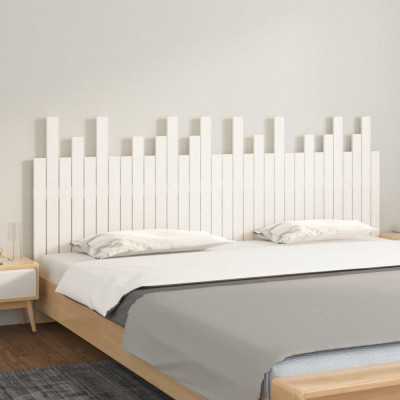 vidaXL Tăblie de pat pentru perete, alb, 204x3x80 cm, lemn masiv pin foto