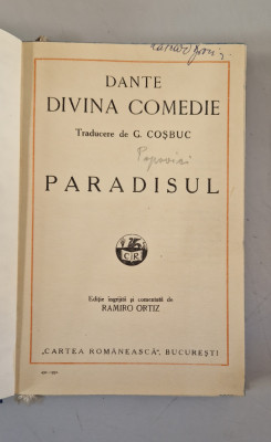 Dante - Divina comedie - Paradisul (Editie Ramiro Ortiz) , 1932 foto