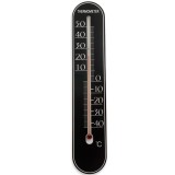 Termometru de perete Pufo Simple pentru interior/ exterior, 25 x 5 cm, negru
