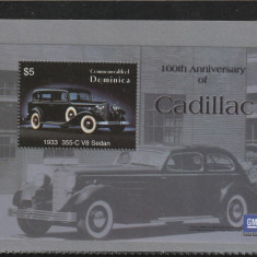 Dominica 2003-Transp.,Automobil,100 ani Cadillac,colita dantelata,MNH,Mi.Bl.486