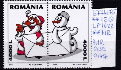 2003 Craciun 2003 LP1622 MNH Pret 1,1+1 Lei foto