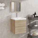 Cumpara ieftin Dulap de baie cu oglindă, stejar sonoma, lemn prelucrat