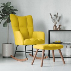 vidaXL Scaun balansoar cu taburet, galben muștar, catifea 328157