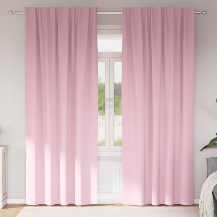 vidaXL Perdele cu perdele 2 pcs Roz bebeluș 245 x 140 cm Poliester