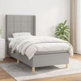 Cumpara ieftin Pat box spring cu saltea, gri deschis, 90x190 cm, textil