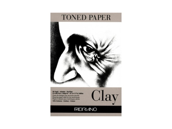 Bloc desen Toned Paper Clay, A4, 120g, 50 file, fara spirala Fabriano