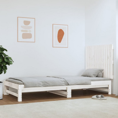 vidaXL Tăblie de pat pentru perete, alb, 82,5x3x60 cm, lemn masiv pin foto