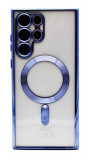 Husa Luxury tip MagSafe compatibila cu Samsung Galaxy S23 Plus, Full protection, Margini colorate, Albastru