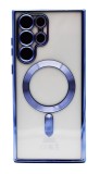 Husa Luxury tip MagSafe compatibila cu Samsung Galaxy S22, Full protection, Margini colorate, Albastru, Oem