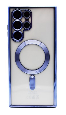 Husa Luxury tip MagSafe compatibila cu Samsung Galaxy S22 Plus, Full protection, Margini colorate, Albastru foto