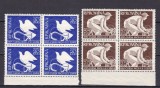 ROMANIA 1957 LP 430 CURSA PACII BLOCURI DE 4 TIMBRE MNH