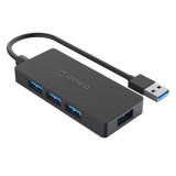 Hub USB Orico HS4U-U3, 4x USB3.0 (Negru)