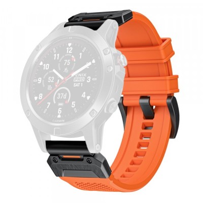 Curea Techsuit W068 pentru Garmin Watch Fenix / Forerunner / Approach Series, 22mm, Portocalie Neagra foto