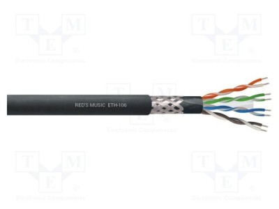 Cablu Ethernet S/UTP Cat 6 litat 500m PVC negru Reds Music foto