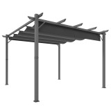 Outsunny Pergolă de Grădină 3x3 m cu Acoperiș Retractabil Protecție UPF30+ Drenaj Cadru din Aluminiu pentru Patio Exterior Gri &Icirc;nchis | Aosom Romania