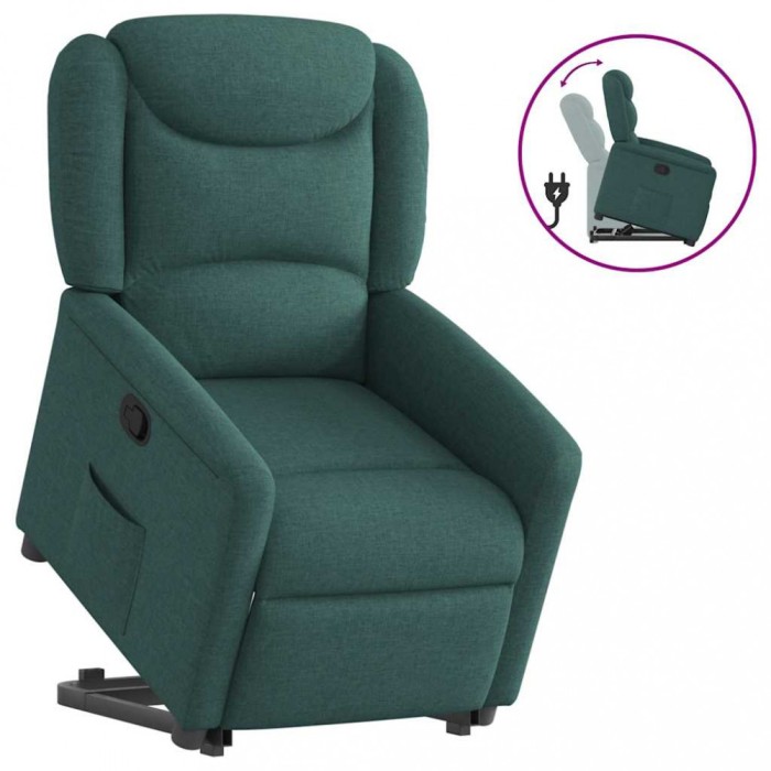 vidaXL Fotoliu rabatabil ridicare pe verticală, verde &icirc;nchis, textil 3303200