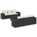 Cumpara ieftin Set canapele de gradina cu perne, 7 piese, negru, poliratan