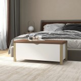vidaXL Banchetă pantofar cu pernă, alb/stejar sonoma, 105x40x45 cm PAL