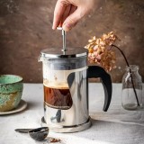 Infuzor pentru ceai, din sticla si inox, 0.6L, cu presa, Kinghoff