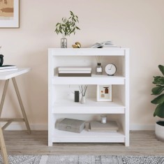 vidaXL Bibliotecă, alb, 80x35x97 cm, lemn masiv de pin 821680