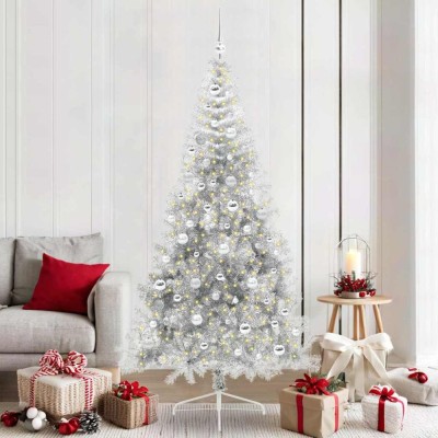 vidaXL Pom de Crăciun artificial pre-iluminat Argintiu 210 cm PET 3397224 foto