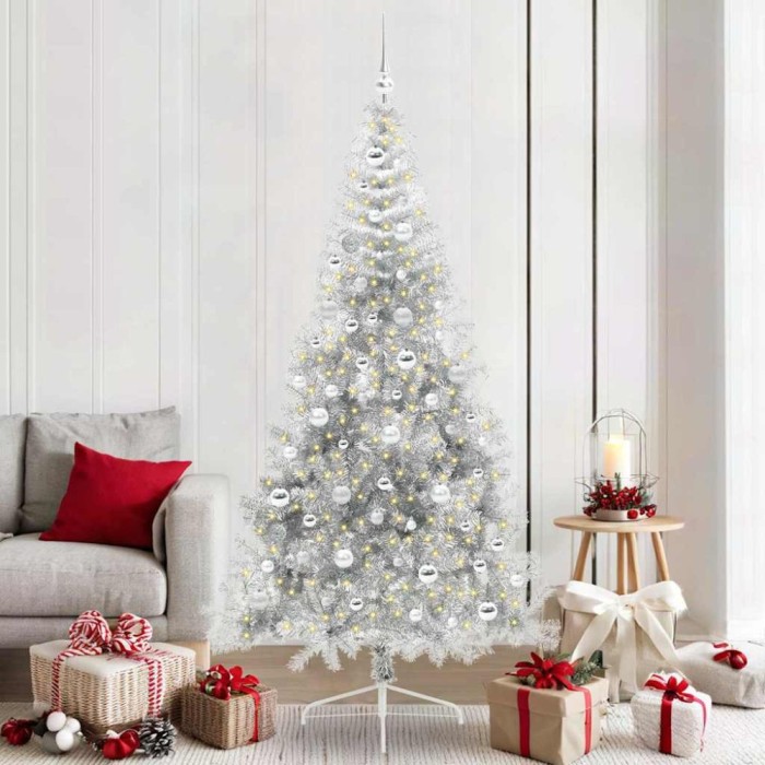 vidaXL Pom de Crăciun artificial pre-iluminat Argintiu 210 cm PET 3397224