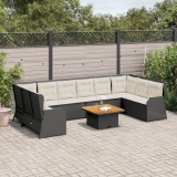 VidaXL Set mobilier de grădină cu perne, 7 piese, negru, poliratan 3262379