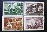 U.R.S.S. (Uniunea Sovietică / USSR) 1947 - Set de 4 Timbre &bdquo;Reconstrucția Postbelică &amp; Industria Sovietică (Planul Cincinal)&rdquo; -CLN1